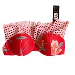 Beach Riot  Bikini Top Strapless Coral Gables Laser Mesh Cutout XS Floral Vaca Photo 1