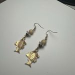 The Limited  Fish Charm Beaded Dangle Drop Pierced Earrings Gold Tone Photo 5