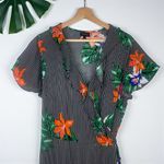 Who What Wear Paradise Stripe Tropical Floral Wrap Dress Photo 6