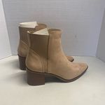 ZBY Women’s Tan Beige Ankle Boots Side Gore Size 7 Block Heels See Description Photo 8