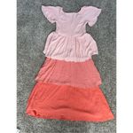 Anthropologie  polagram midi dress spring summer pink monochrome ruffle flutter M Photo 6