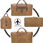 Oversized Travel Duffel Bag Waterproof Canvas Genuine Leather Weekend bag Weekender Overnight Carryon Hand Bag Brown Photo 5