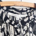 Veronica Beard • Ashlynn Blouse 100% silk chiffon ikat animal print zebra black Photo 4