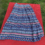 Blair  Vintage Skirt Elastic‎ Waist Size medium blue pink cottage Geometric Photo 0