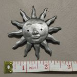Sun Brooch Pin Vintage Pewter Smiling Unique Sunburst JJ Piece Silver Photo 2