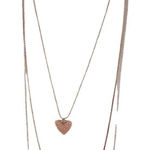 Boutique Long three strand necklace with pearl covered heart pendant. Photo 0