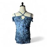 Mur Mur Distressed Blue Sleeveless Top Button Accent Festival Rave Party Size L Photo 1