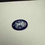 Cobalt Blue & White Enamel Floral Design Handcrafted Oval Metal Brooch Pin Photo 10