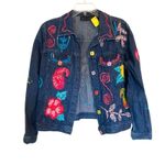 New Directions Vintage Denim Jacket Large Hibiscus Paisley Embroidered Boho Blue Photo 5