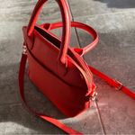 Bebe Fabiola Dome Logo Satchel Crossbody Handbag, Ruby Red Orange Excellent Photo 3