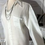 Domani Collection White Satin Long Sleeve Shirt Large Photo 8