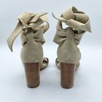 Raye Revolve x Mia Heel Nude Nubuck Suede Strappy Wrap Wood Block Heel Beige 7.5 Photo 8