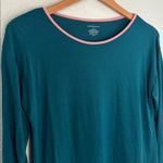 Summersalt Cloud 9 All Day Long Sleeve Pajama Top Loungewear Teal Pink Trim Photo 5
