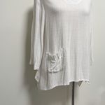 Focus Casual Life Waffle Knit V Neck Linen Blend White Size M Photo 3