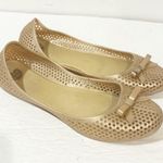 Melissa  Women’s Size 7 Gold Jelly Ballet Flats with Bows on Toe Shoes Photo 2