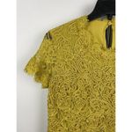 ZARA  Women Mustard Yellow Green Rope Floral Lace Short Sleeve Shift Dress Size S Photo 1