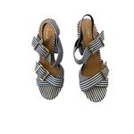 Qupid  Striped Heel Sandals Womens Size 8 Block 4.5" Ankle Strap Summer Shoe Photo 3