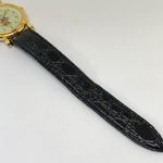 Vtg Minnie Mouse Quartz analog watch 31mm gold tone black leather band running Photo 2