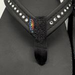 Rainbow Sandals Rainbows Women Sandals Black Swarovski Crystal Wedge Flip Flops XL 8.5-9.5 NEW Photo 4