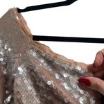 Self Portrait Long Sleeve Sequin Off Shoulder Mini Dress In Beige Photo 5