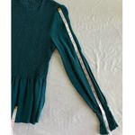 Karlie Teal Smocked Long Sleeve High Neck Blouse Size Small Elegant Work Office Photo 11
