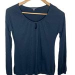 Lilla P deep slate blue pima cotton slub smocked v Photo 1