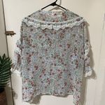 POL  Floral Print Ruffle Lace Boho Long Sleeve Button Down Blouse size Large Photo 5