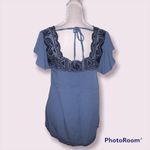 Alya  Blue Rayon Square Neck with‎ Emboidered neck line Top Size Small NWT Photo 1
