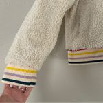 Ivory Ella  Sherpa Jacket Coat Full Zip Solid Cream Bomber Colorful Striped XL Photo 2