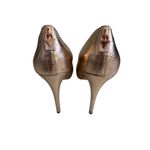 Michael Kors  Lock Rose Gold Leather Heels Size 7.5 Photo 4