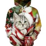 Nain Santa Kitties Ugly Christmas Graphic Sweater Hoodie Size Large/XL Photo 12