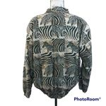 Pat P Brown Zebra Safari Bomber Jacket Novelty Animal Print Bold Sz L Size L Photo 1