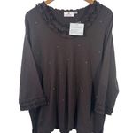 Quacker Factory Top Women X1 NWT Sparkle Long Sleeve Knit Brown Embellished Photo 0