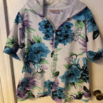 Quacker Factory  Floral Printed Jacket Size 1X Purple/Blue with rhinestones Photo 0