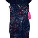 Betsey Johnson Betsey‎ Johnson Women's Dress Lace Multi Transparent Overlay Floral Navy 4 NWT Photo 0