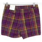 A New Day Purple Plaid Chino Shorts 6 Preppy Academia Casual Summer Cruise NWT Photo 2