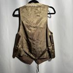 VTG Petrocelli Brown Vest Lace Trim Chain Steampunk Academia Victorian Style M Size M Photo 1