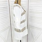 BCBGMAXAZRIA Erid Lace Illusion Stripe Tunic Blouse Gardenia White Small Photo 2
