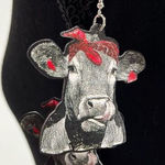 Handmade Faux Leather Cow Dangle Earrings Photo 0