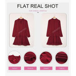 NEW Red Split V Neck Ruffle Chiffon Elegant Mini Short Skirt Dress L Size L Photo 4