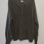 American Eagle Outfitters Whoa So Soft Waffle Knit Henley Sweater Olive Green M Photo 0