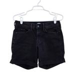 Old Navy  High Rise Cuffed Hem Denim Preppy Mom Shorts Black Dark Wash Size 4 Photo 0