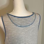 NWT MIA &T ESS Tank Dress. Size Large. White/blue with black stripes‎ White Photo 2