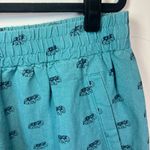 Loft Outlet Women's Linen Blend Skirt Teal All Over Elephant Print Pockets Large Photo 1
