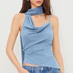 Cider  Light Blue Ruched cami top with a neck scarf NWT Photo 4