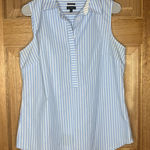 Talbots Light Blue and White Striped Sleeveless Blouse size 10 Photo 0