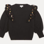 Something Navy  Louise embroidered ruffled textured sweater‎ Photo 0