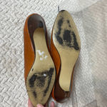 Vintage Pappagallo Cognac Leather Loafer Kitten Heel Shoes Office Size 7N Twee Brown Photo 8