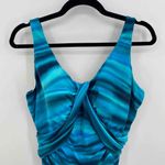 Lands' End One Piece Swimsuit Womens 18 Blue Tie Dye Nylon Skort Padded Cups Photo 1