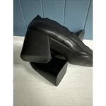 Vintage Y2K 90s Chunky Heel Square Toe Loafer Black Leather Slip On Size 8M Photo 7